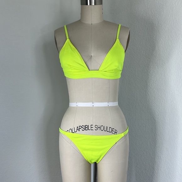 Solid & Striped Neon String Triangle Yellow Bikini Hailey Beiber - Picture 1 of 7